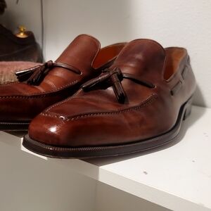 Sergio Rossi Brown Leather Tassel Loafers